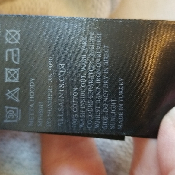 ALL SAINTS METTA HOODY IN GREY SIZE MEDIUM - Picture 8 of 8